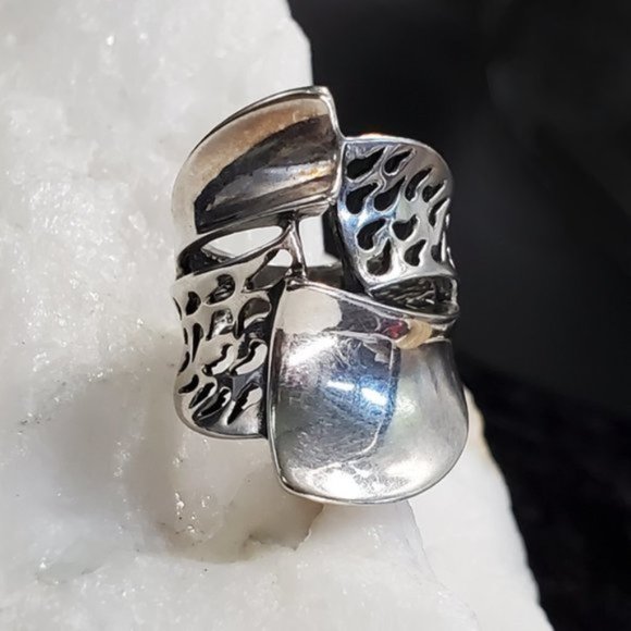 Sterling Silver 925 Ring Unique Silversmith Large Artisan Boho Jewelry - Picture 2 of 6